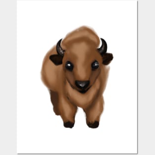 Cute Bison Drawing Posters and Art